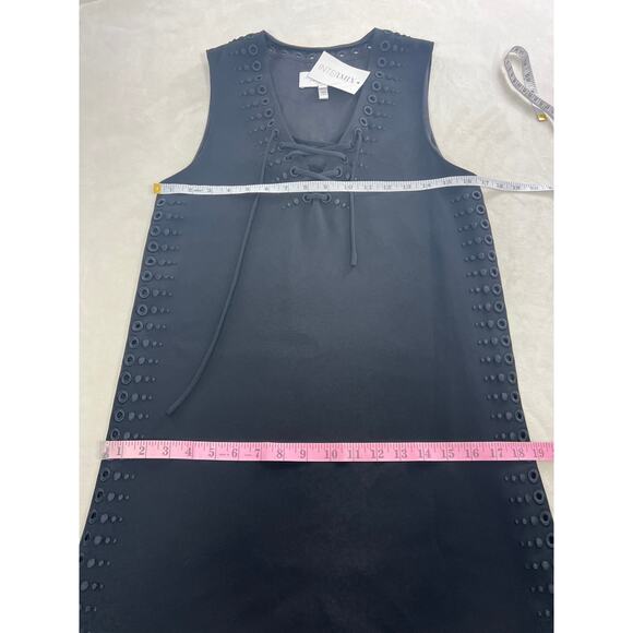 New Derek Lam 10 CROSBY Lace Up Embroidered Grommet Tank Dress Black 2 / XS - Picture 9 of 10